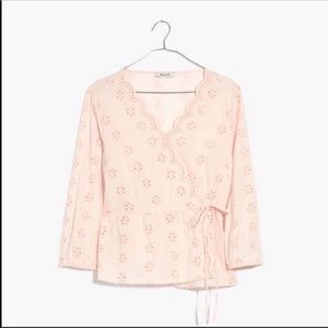 MADEWELL Scalloped Eyelet Wrap Top XS